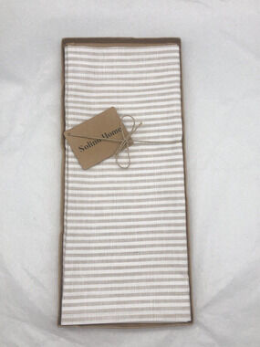 Solino Home Farmhouse Linen Table Runners Natural & White 14" x 48" 1pc *READ